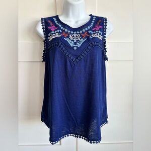G Collection Blue Embellished Tank Top